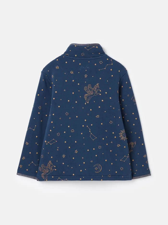 Joules Sweatshirts and Hoodies Navy Quarter Zip Printed Sweatshirt With Fleece Lining 8211 Girls