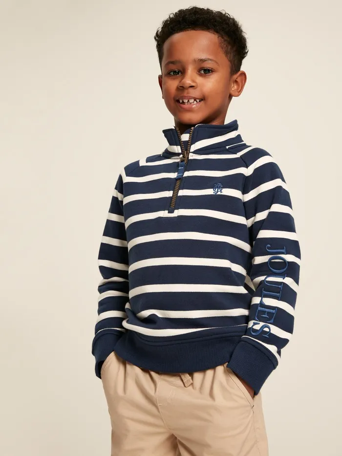 Joules Sweatshirts and Hoodies Navy Striped Quarter Zip Sweatshirt 8211 Boys