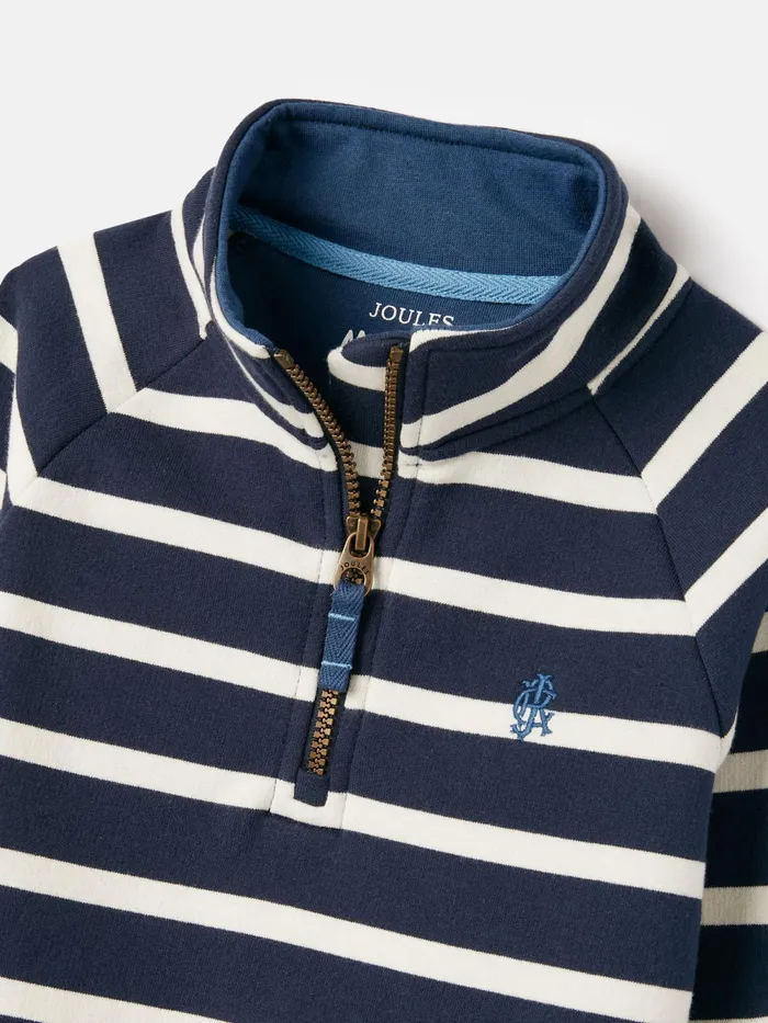 Joules Sweatshirts and Hoodies Navy Striped Quarter Zip Sweatshirt 8211 Boys
