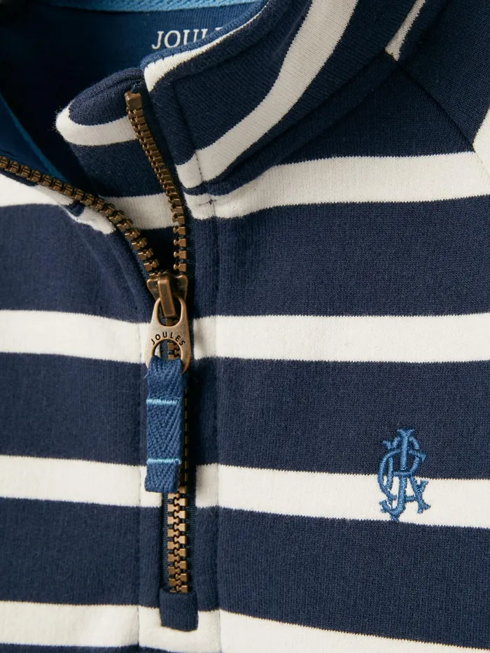Joules Sweatshirts and Hoodies Navy Striped Quarter Zip Sweatshirt 8211 Boys