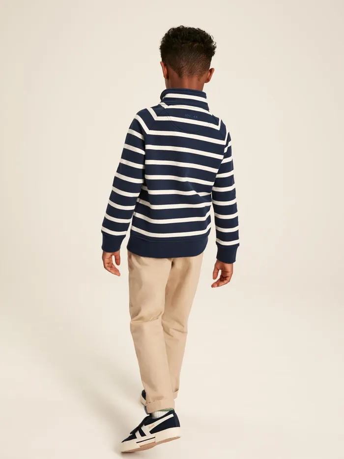 Joules Sweatshirts and Hoodies Navy Striped Quarter Zip Sweatshirt 8211 Boys