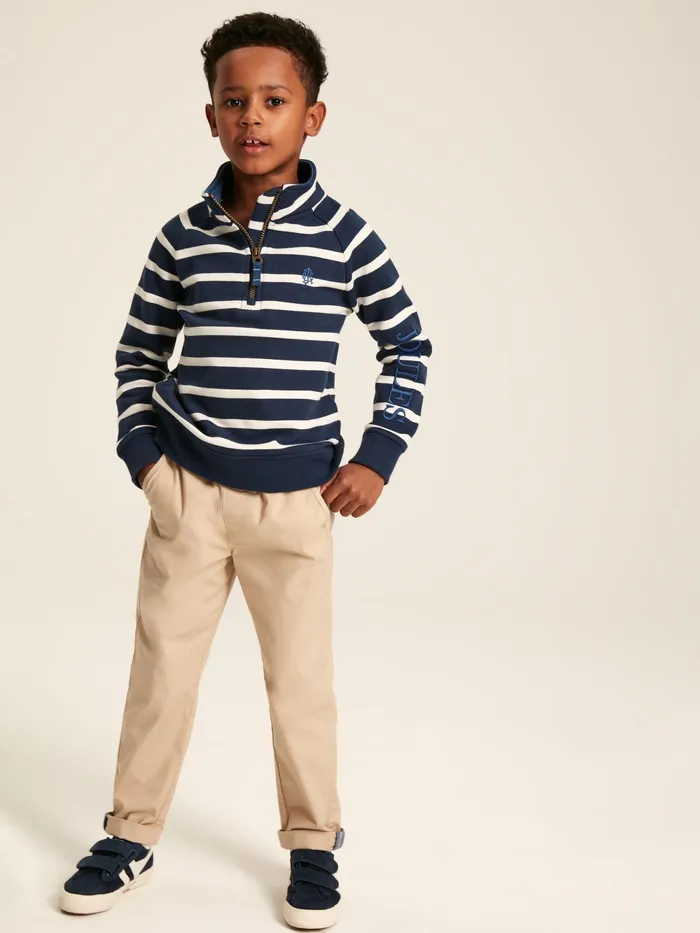 Joules Sweatshirts and Hoodies Navy Striped Quarter Zip Sweatshirt 8211 Boys