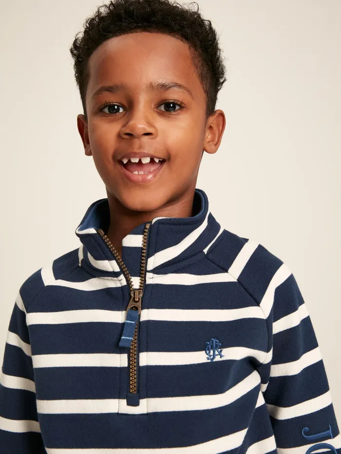 Joules Sweatshirts and Hoodies Navy Striped Quarter Zip Sweatshirt 8211 Boys