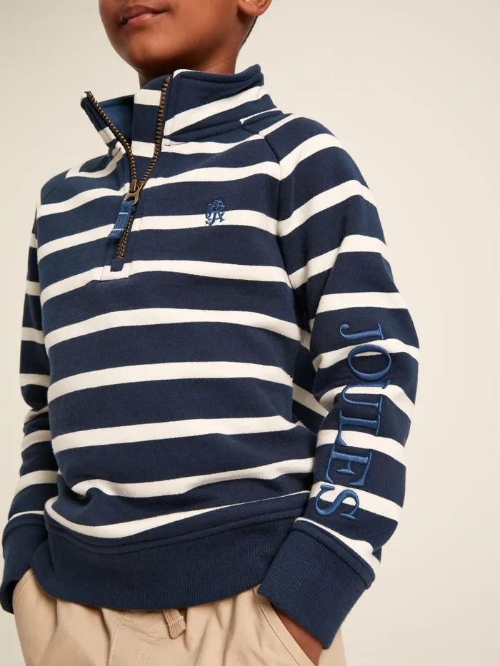 Joules Sweatshirts and Hoodies Navy Striped Quarter Zip Sweatshirt 8211 Boys