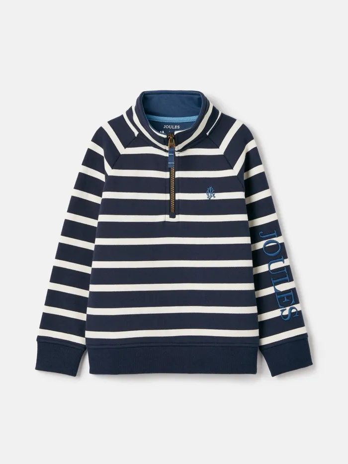 Joules Sweatshirts and Hoodies Navy Striped Quarter Zip Sweatshirt 8211 Boys