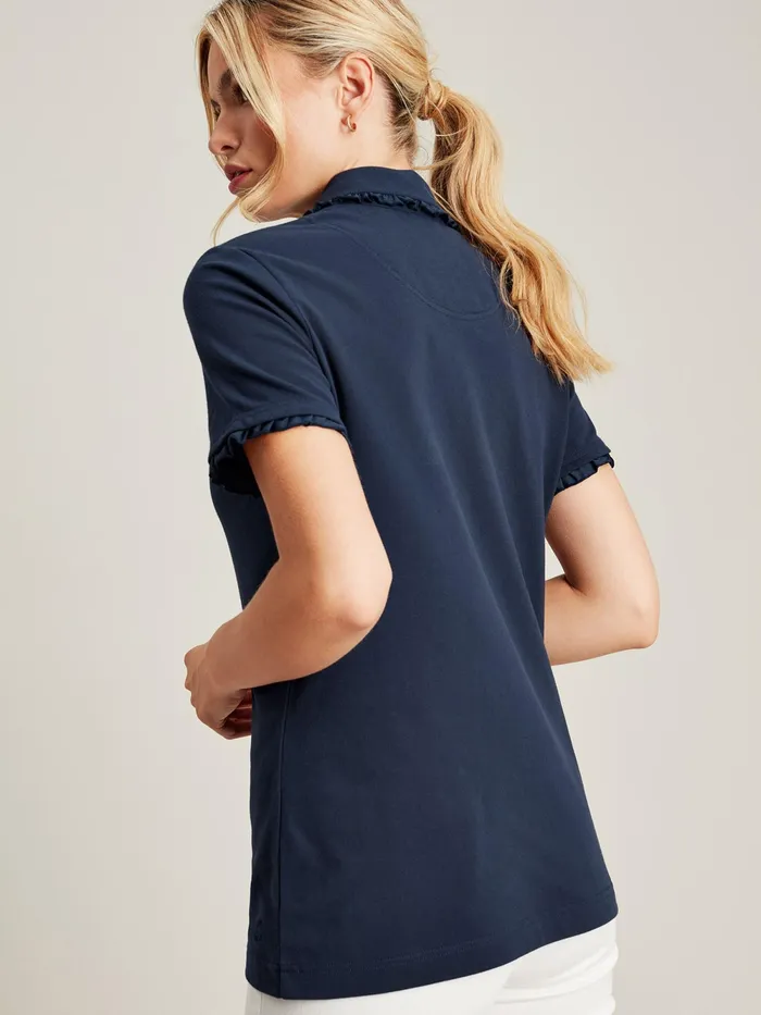 Joules Tops Blue Short Sleeve Frill Collared Polo Shirt 8211 Women