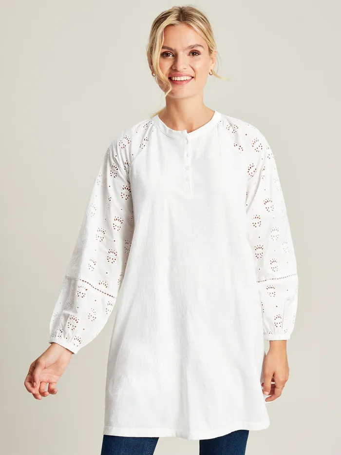 Joules Tops White BroderieJersey Tunic 8211 Women