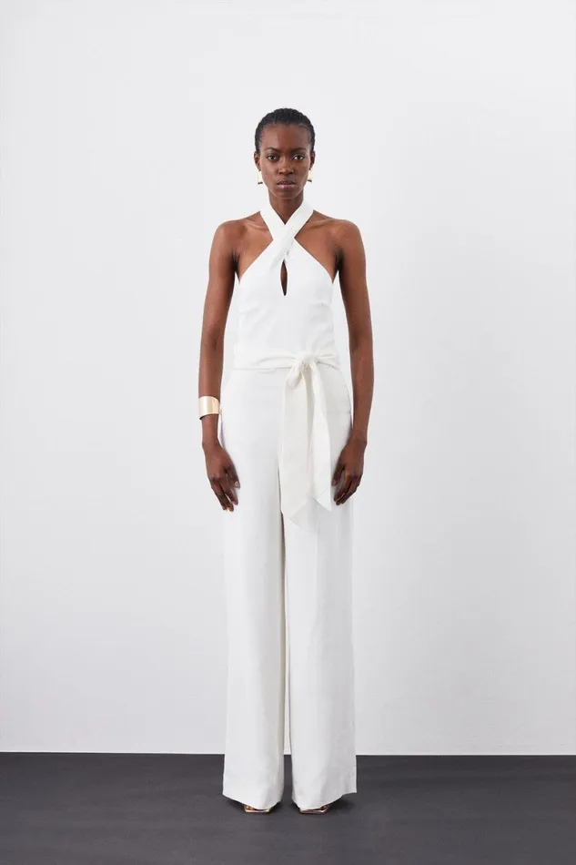 Jumpsuits Women Karen Millen Petite Compact Viscose Stretch Drape Tailored Jumpsuit Ivory Jumpsuits Women Karen Millen Petite Compact Viscose Stretch Drape Tailored Jumpsuit Ivory