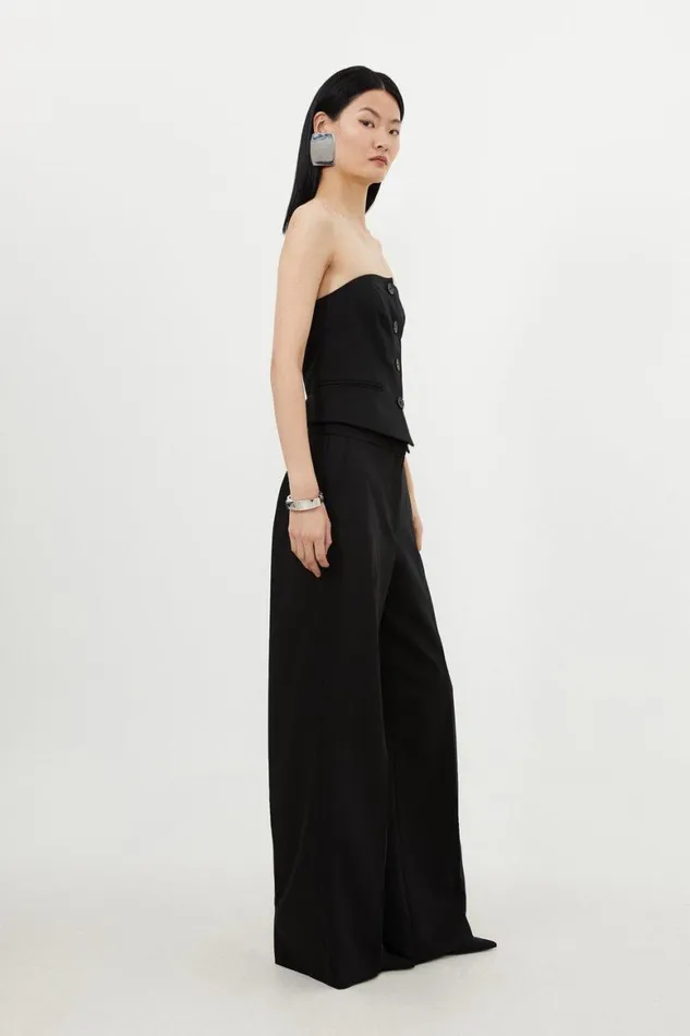 Jumpsuits Women Karen Millen Tailored Bandeau Button Detail Jumpsuit Black