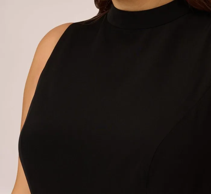 Jumpsuits Womens Adrianna Papell Plus Size Colorblock Matte Crepe Cropped Jumpsuit With Skirt Overlay In Black Ivory