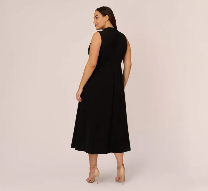 Jumpsuits Womens Adrianna Papell Plus Size Colorblock Matte Crepe Cropped Jumpsuit With Skirt Overlay In Black Ivory