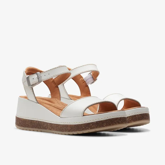 Kassanda Lily Off White Leather Women Clarks Sandals and Flip Flops