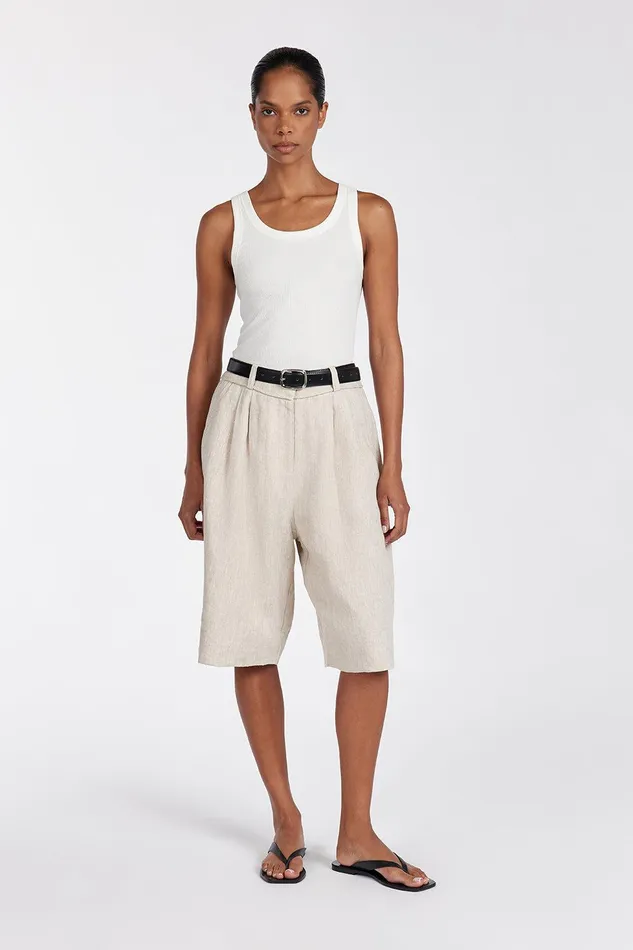 KAYLA NATURAL LINEN BERMUDA SHORT Women DISSH Shorts