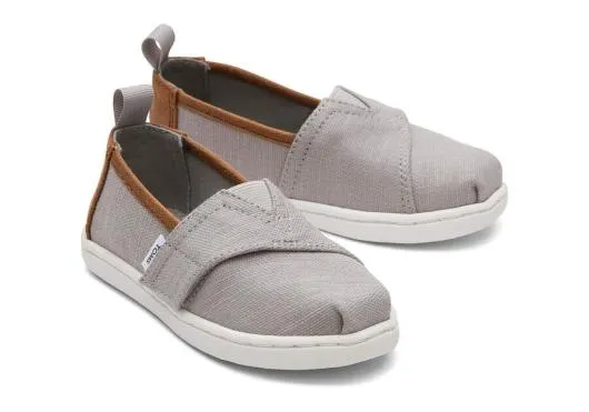 Kids KidsTiny Alpargata Grey Recycled Cotton Toddler Shoe Drizzle Greydark Brown Trim TOMS Alpargatas Kids KidsTiny Alpargata Grey Recycled Cotton Toddler Shoe Drizzle Greydark Brown Trim TOMS Alpargatas