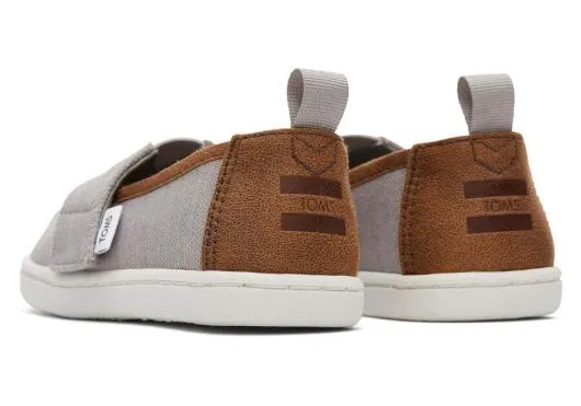 Kids KidsTiny Alpargata Grey Recycled Cotton Toddler Shoe Drizzle Greydark Brown Trim TOMS Alpargatas