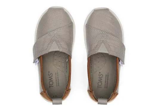 Kids KidsTiny Alpargata Grey Recycled Cotton Toddler Shoe Drizzle Greydark Brown Trim TOMS Alpargatas