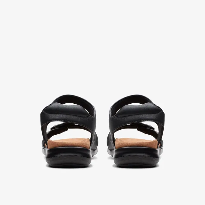 Kitly Ave Black Leather Women Clarks Sandals and Flip Flops