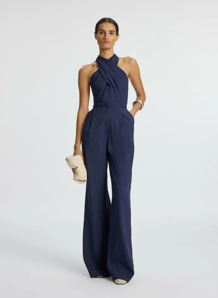 Knitwear Women ALC Murphy II Stretch Linen Jumpsuit Maritime Navy