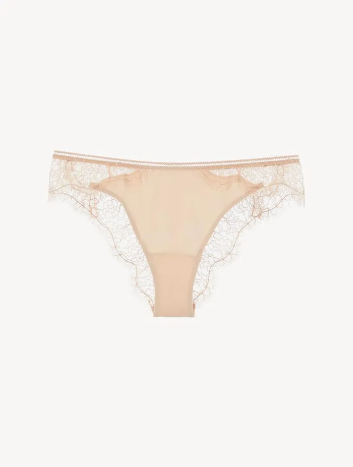Lace Brazilian Briefs In Oak Blush Lingerie La Perla Brazilian