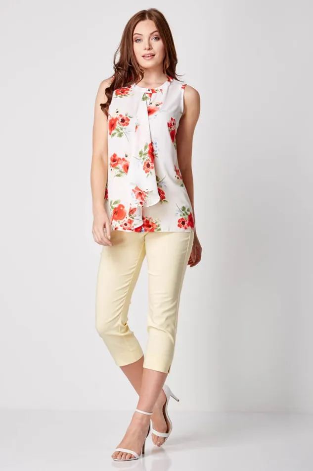 Lemon Cropped Stretch Trouser Women Roman Trousers