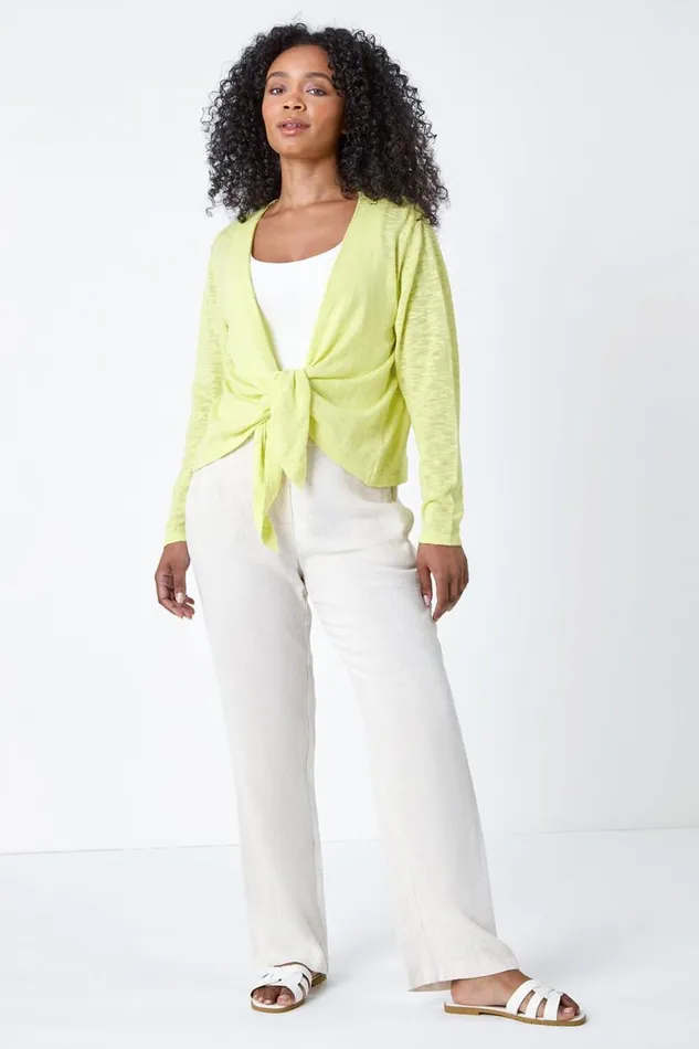 Lemon Petite Waterfall Front Cotton Knit Cardigan Women Roman Knitwear
