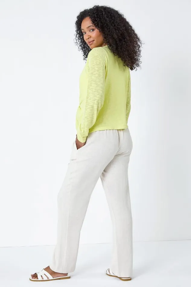 Lemon Petite Waterfall Front Cotton Knit Cardigan Women Roman Knitwear
