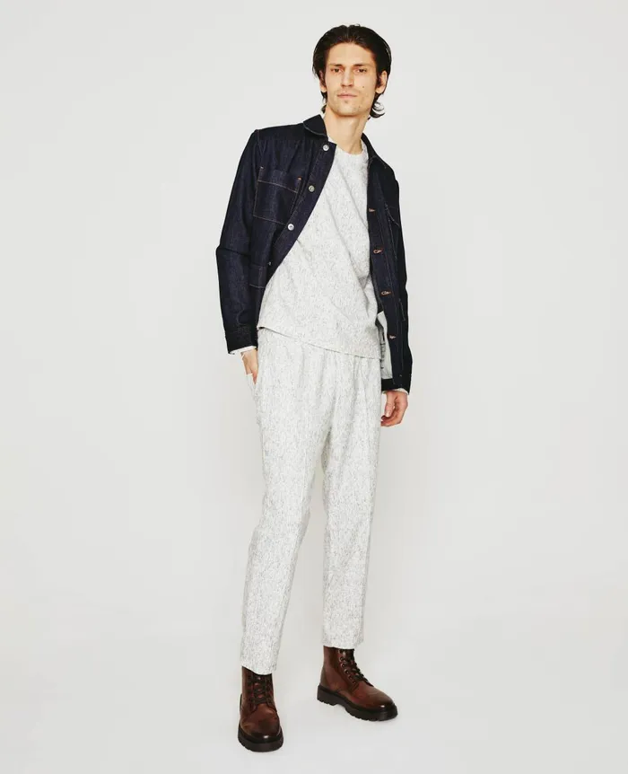 Liam Crew Ikat Wool Grey Multi Men AG Jeans Tees