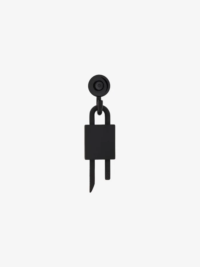 Lock Earring In Enamelled Metal Black Men Givenchy Jewelry