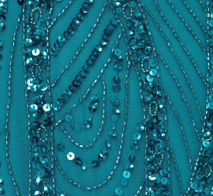 Long Dresses Womens Adrianna Papell Beaded Halter Gown With Godet Skirt In Teal