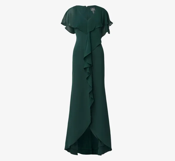 Long Dresses Womens Adrianna Papell Chiffon And Crepe Mermaid Gown In Hunter