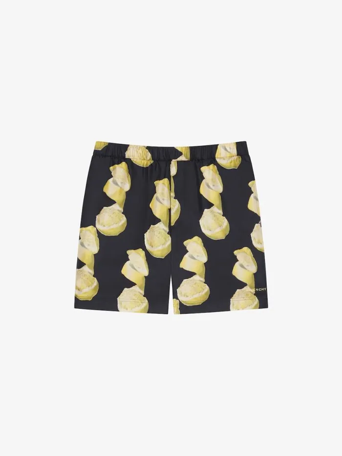 Long Swim Shorts With Lemon Print Blackyellow Men Givenchy Swimwear