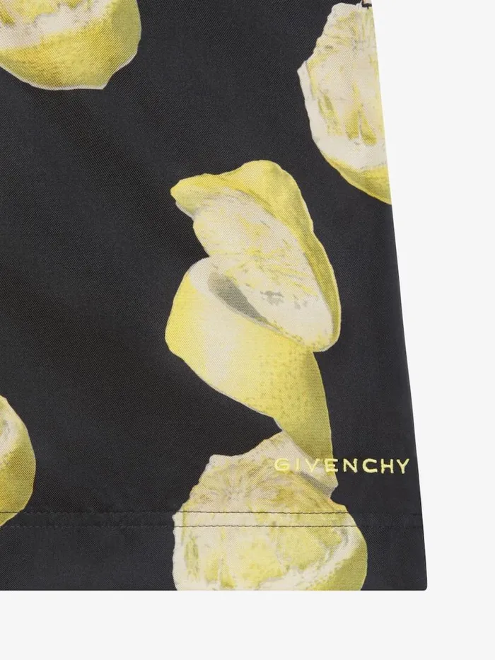 Long Swim Shorts With Lemon Print Blackyellow Men Givenchy Swimwear