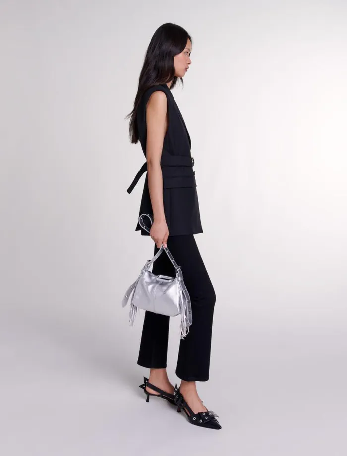 Maje Blazers and Jackets Womens Sleeveless Suit Jacket Black