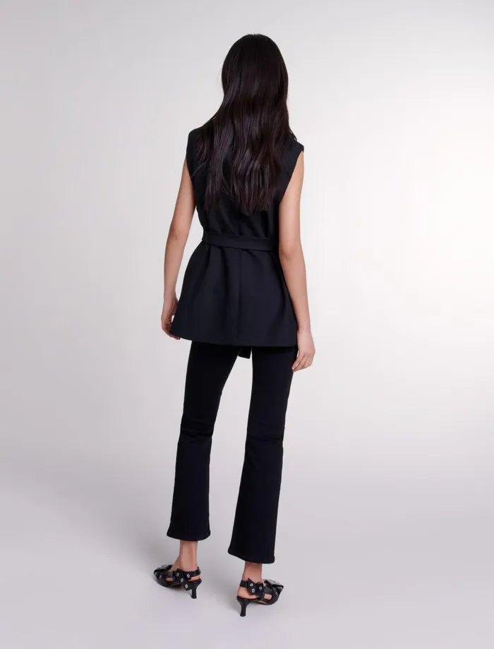 Maje Blazers and Jackets Womens Sleeveless Suit Jacket Black