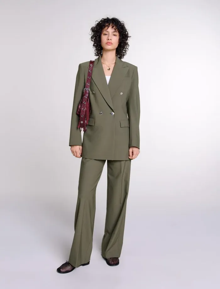 Maje Blazers and Jackets Womens Slimfit Suit Jacket Khaki