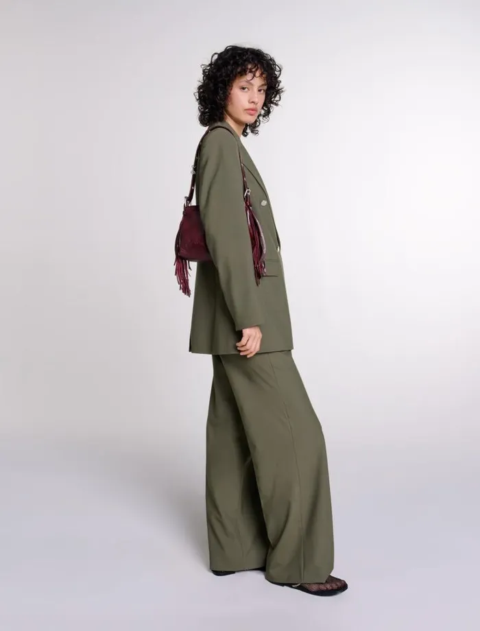 Maje Blazers and Jackets Womens Slimfit Suit Jacket Khaki