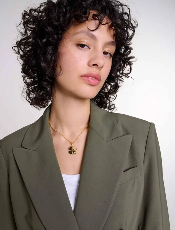 Maje Blazers and Jackets Womens Slimfit Suit Jacket Khaki