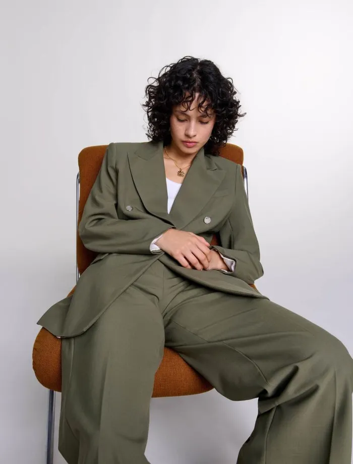 Maje Blazers and Jackets Womens Slimfit Suit Jacket Khaki