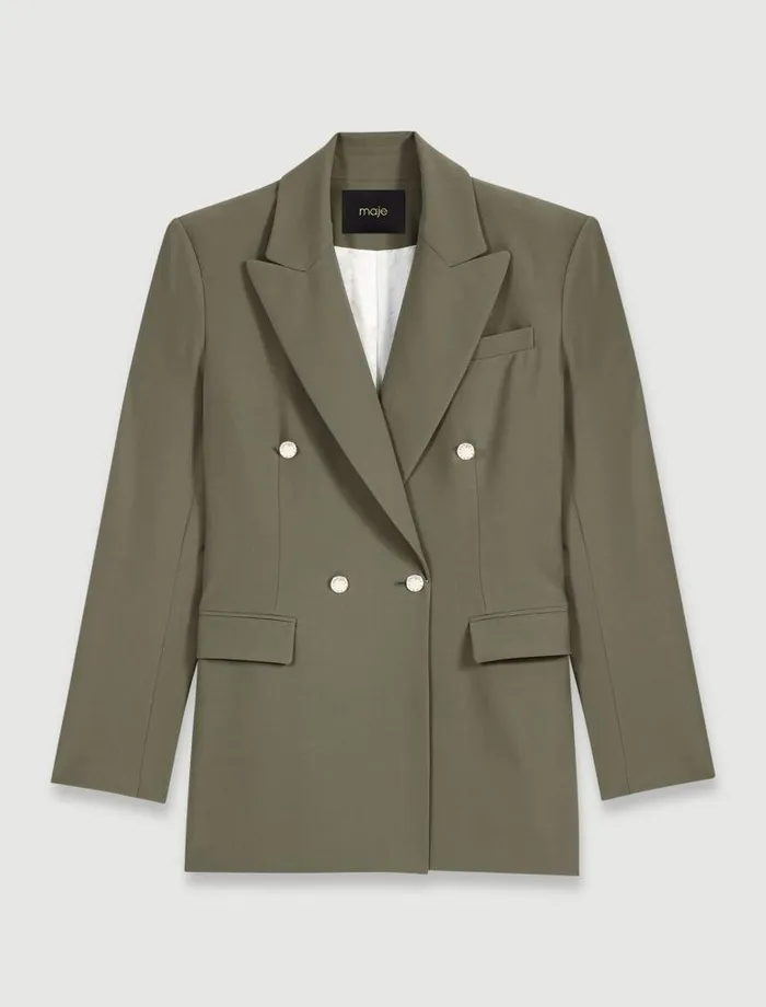 Maje Blazers and Jackets Womens Slimfit Suit Jacket Khaki
