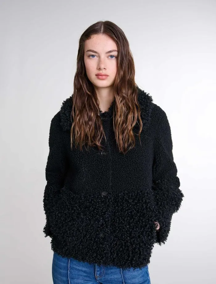 Maje Coats Womens Curly Jacket Black