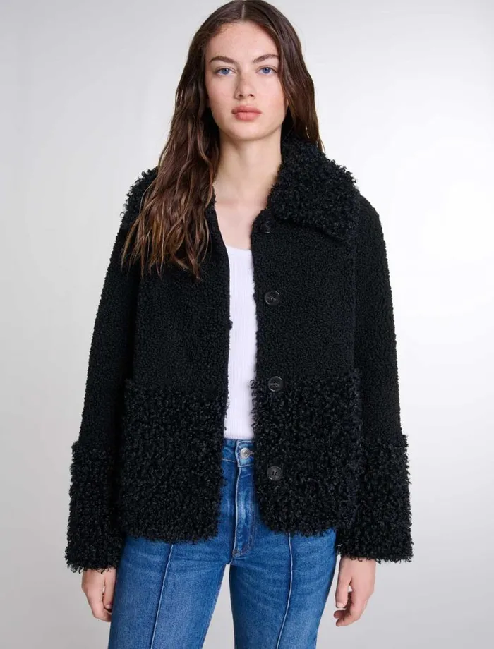 Maje Coats Womens Curly Jacket Black