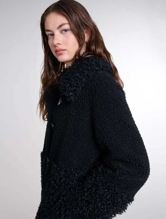 Maje Coats Womens Curly Jacket Black