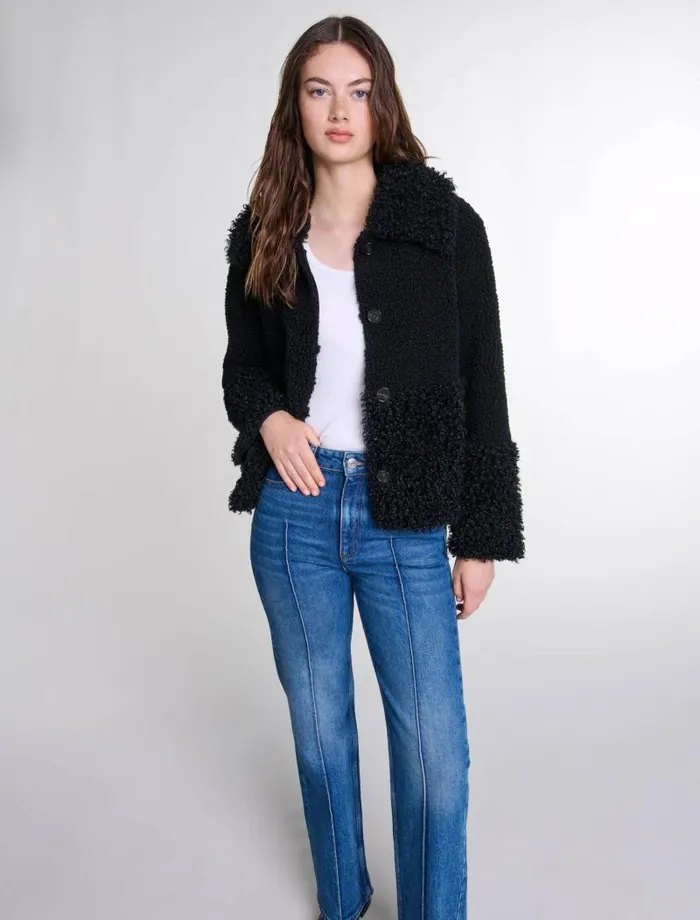 Maje Coats Womens Curly Jacket Black