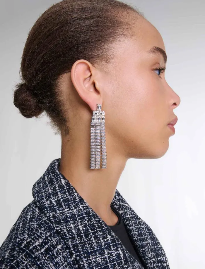 Maje Jewelry Womens Cascade Diamant Earrings Silver