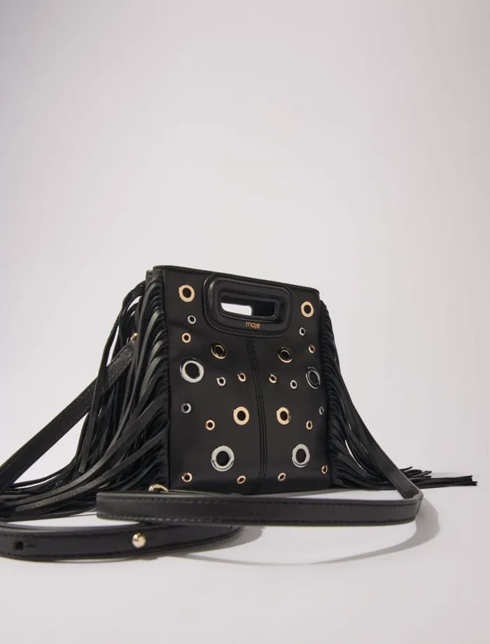 Maje Mini Bags Womens Leather M Mini Bag With Eyelets Black