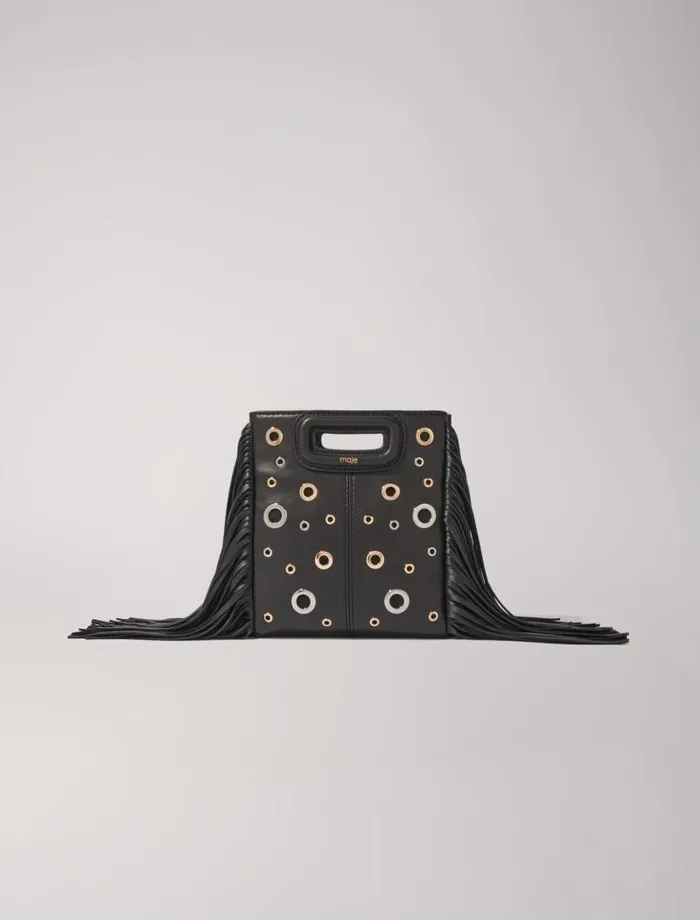Maje Mini Bags Womens Leather M Mini Bag With Eyelets Black
