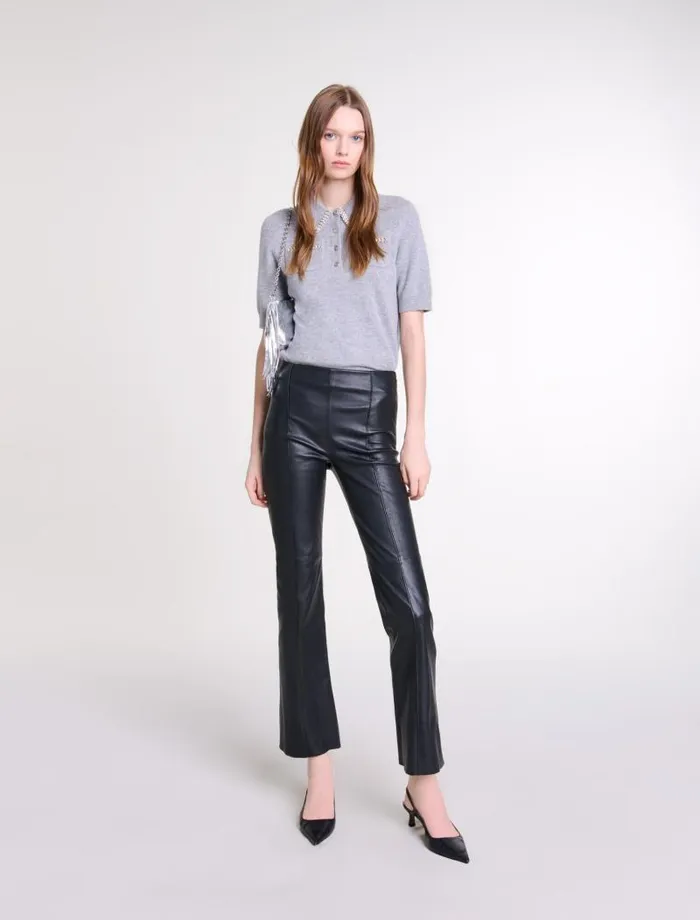 Maje Pants and Jeans Womens Leather Trousers Black