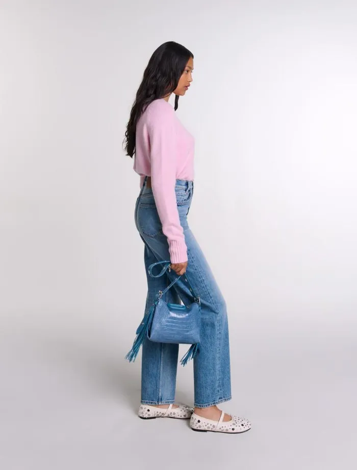 Maje Pants and Jeans Womens Straightleg Braided Detail Jeans Blue