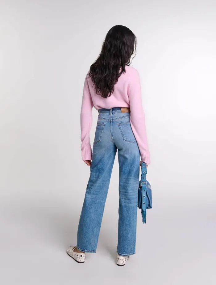 Maje Pants and Jeans Womens Straightleg Braided Detail Jeans Blue