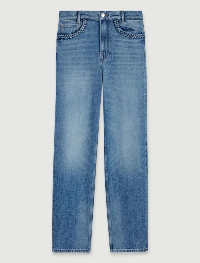 Maje Pants and Jeans Womens Straightleg Braided Detail Jeans Blue
